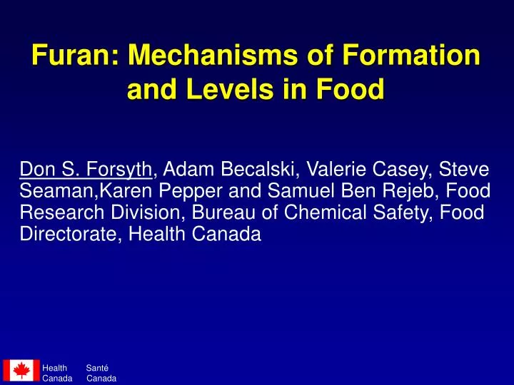 furan mechanisms of formation and levels in food