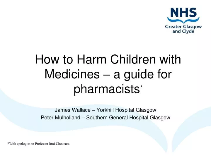 how to harm children with medicines a guide for pharmacists