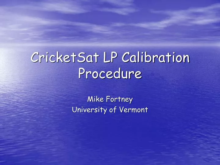 cricketsat lp calibration procedure