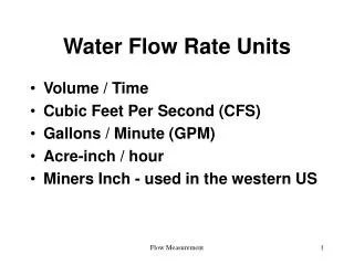 Water Flow Rate Units