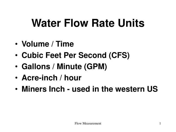 water flow rate units