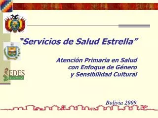 “Servicios de Salud Estrella” 	Atención Primaria en Salud con Enfoque de Género y Sensibilidad Cultural Bolivia 2009