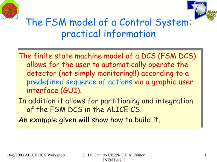 the fsm model of a control system practical information