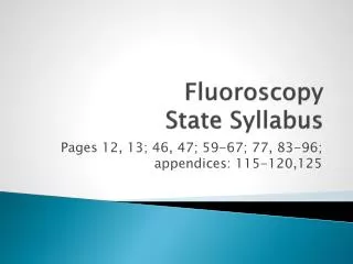 Fluoroscopy State Syllabus