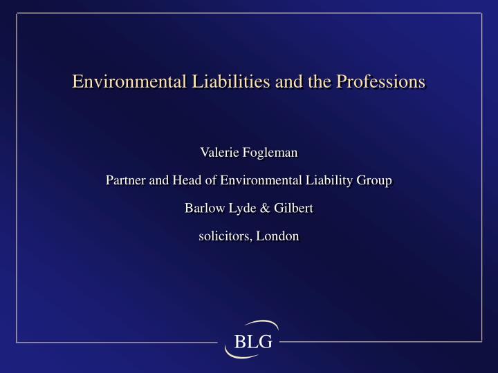 environmental liabilities and the professions
