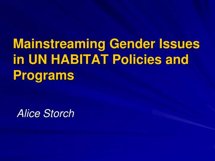 mainstreaming gender issues in un habitat policies and programs