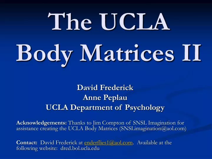 the ucla body matrices ii