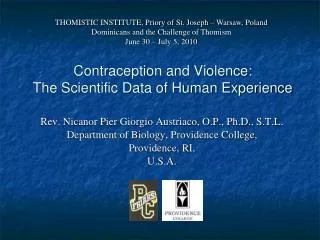 Contraception and Violence: The Scientific Data of Human Experience