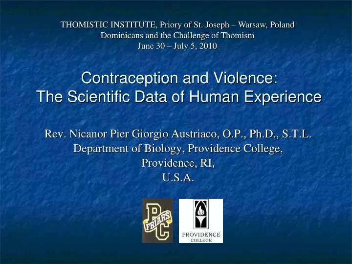 contraception and violence the scientific data of human experience