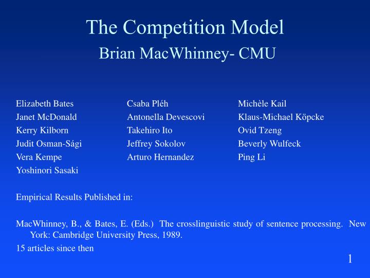 the competition model brian macwhinney cmu