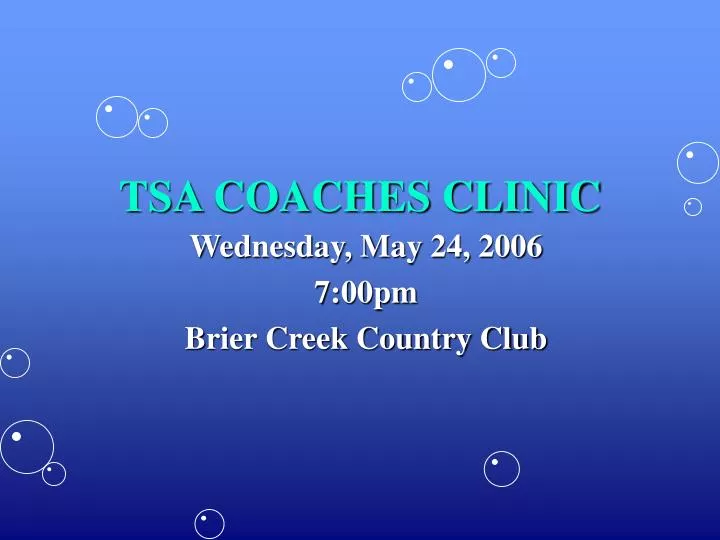 tsa coaches clinic