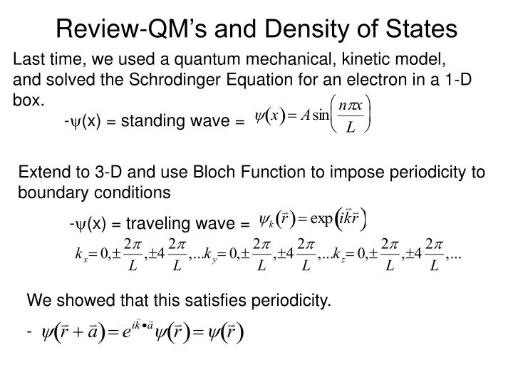 review qm s and density of states