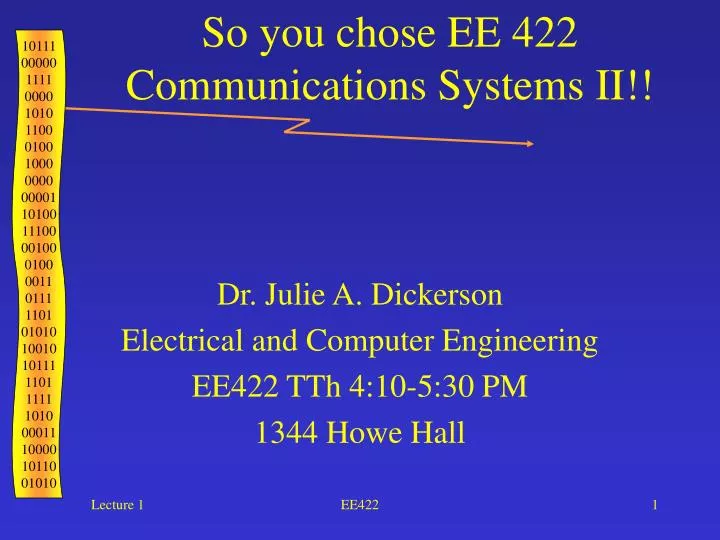 so you chose ee 422 communications systems ii