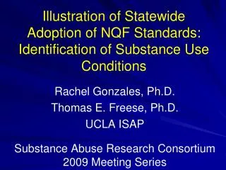 Illustration of Statewide Adoption of NQF Standards: Identification of Substance Use Conditions