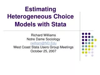 Estimating Heterogeneous Choice Models with Stata