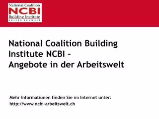 National Coalition Building Institute NCBI – Angebote in der Arbeitswelt