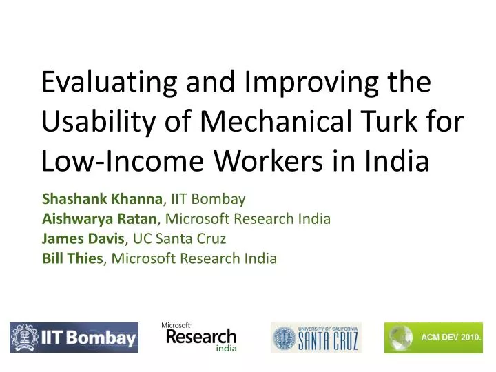evaluating and improving the usability of mechanical turk for low income workers in india