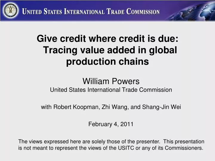 give credit where credit is due tracing value added in global production chains