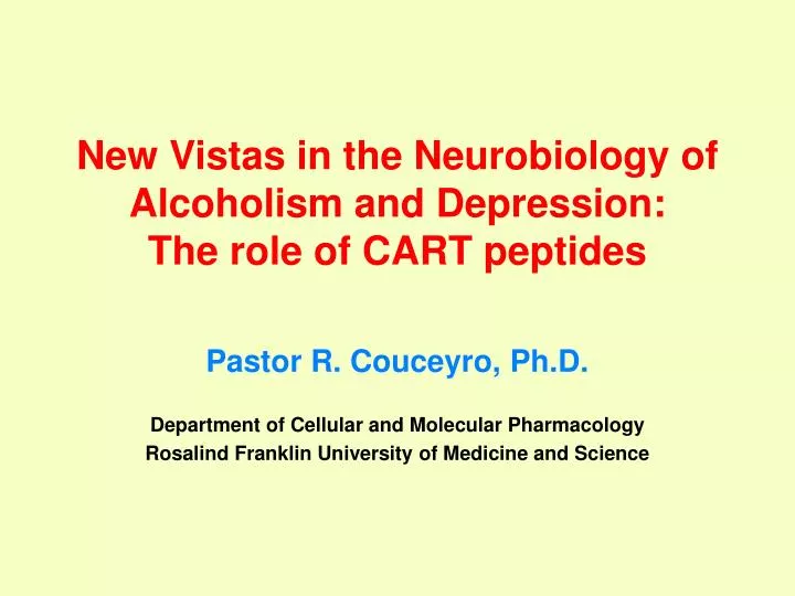 new vistas in the neurobiology of alcoholism and depression the role of cart peptides