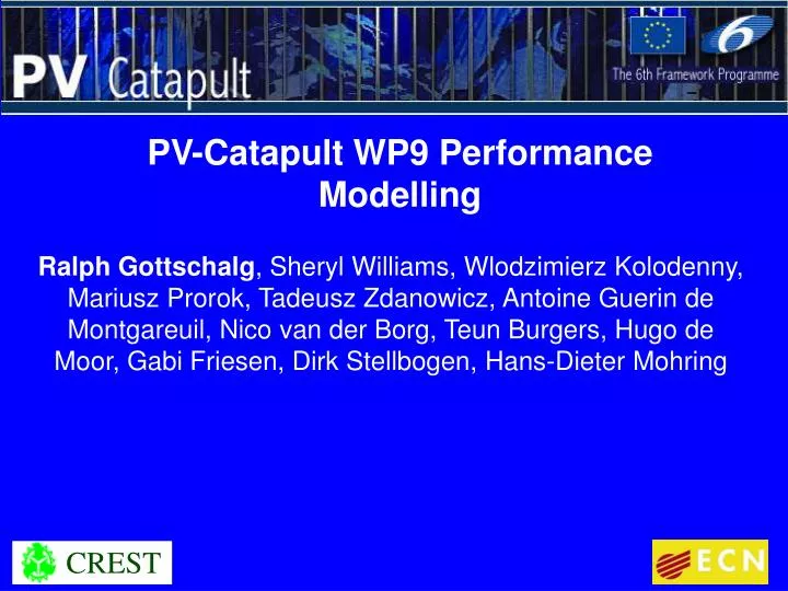 pv catapult wp9 performance modelling