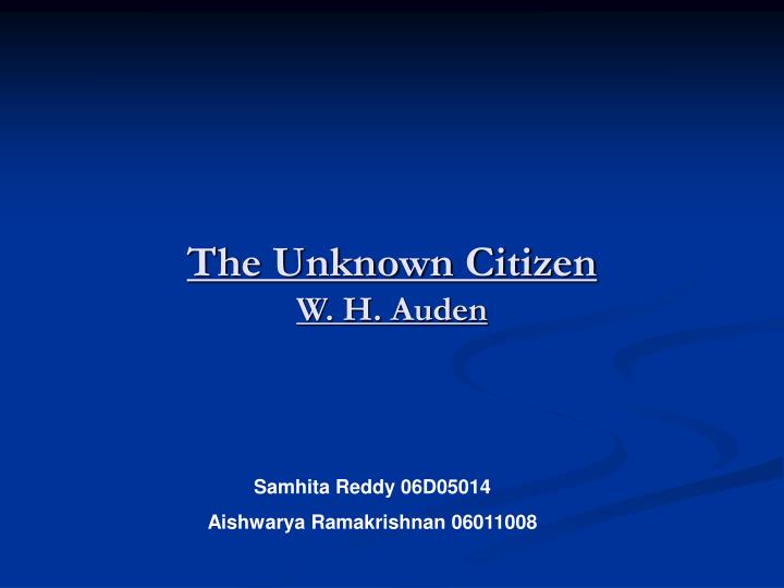 the unknown citizen w h auden