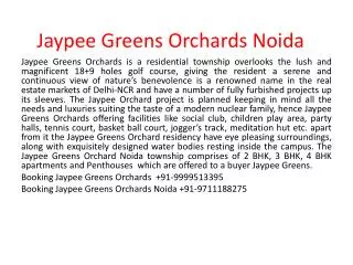 Jaypee Greens Orchards Noida