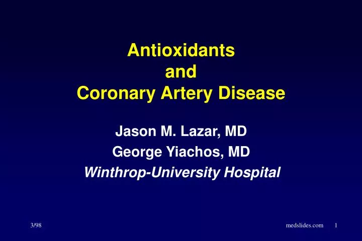 antioxidants and coronary artery disease