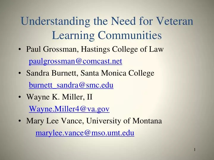 understanding the need for veteran learning communities