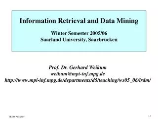 Information Retrieval and Data Mining