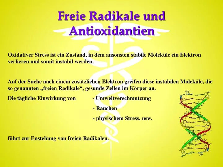 freie radikale und antioxidantien