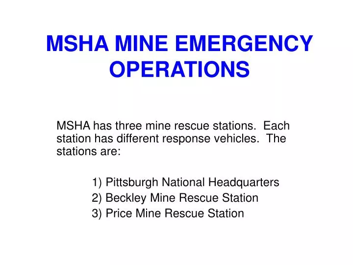 msha mine emergency operations