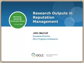 Research Outputs in Reputation Management