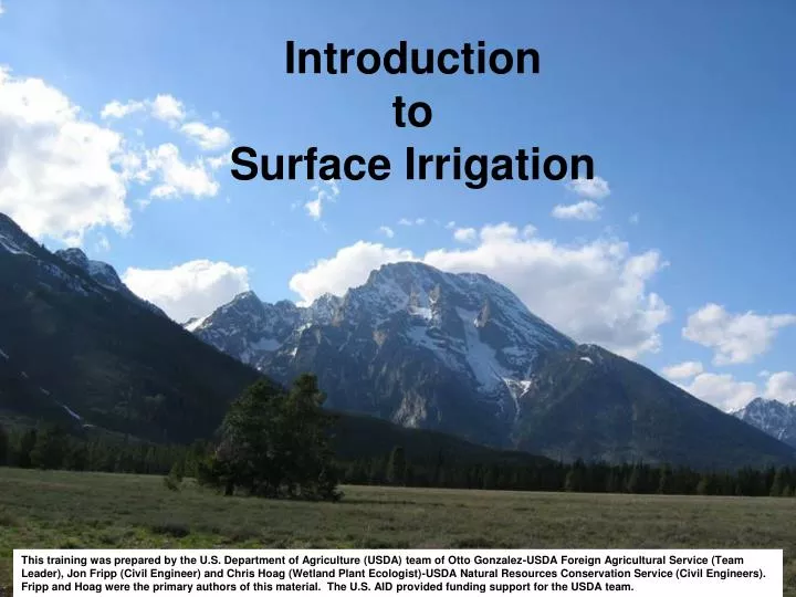 introduction to surface irrigation