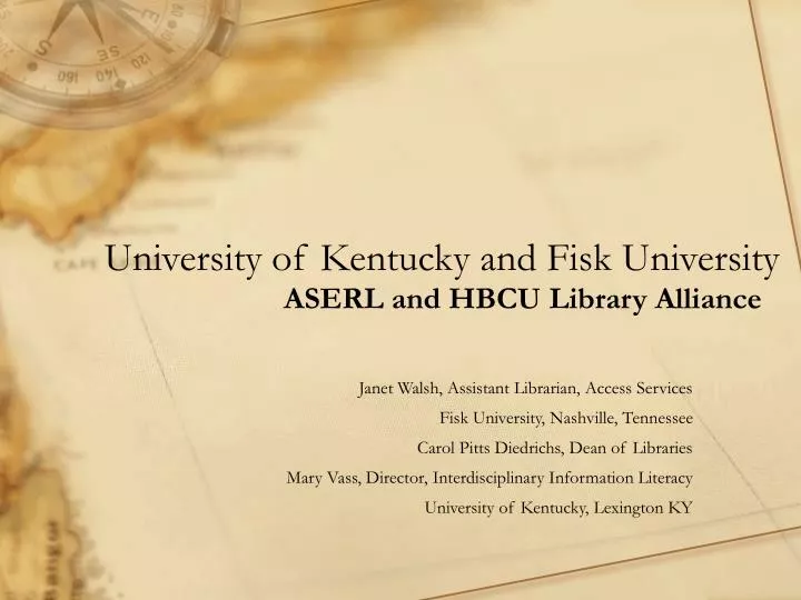 university of kentucky and fisk university aserl and hbcu library alliance