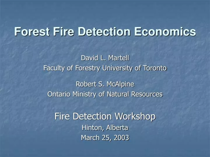 forest fire detection economics