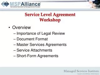 Service Level Agreement Workshop