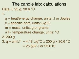 The candle lab: calculations