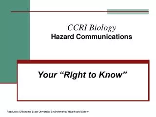 CCRI Biology Hazard Communications