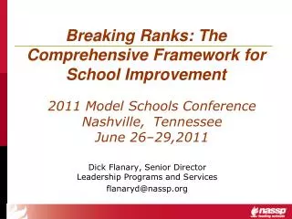 Breaking Ranks: The Comprehensive Framework for School Improvement