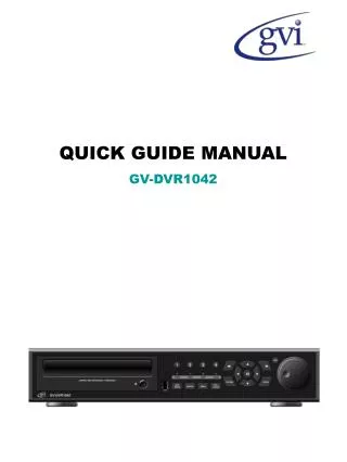 QUICK GUIDE MANUAL GV-DVR1042