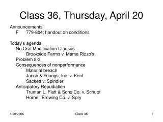 Class 36, Thursday, April 20