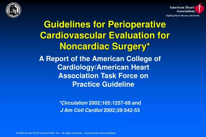 guidelines for perioperative cardiovascular evaluation for noncardiac surgery