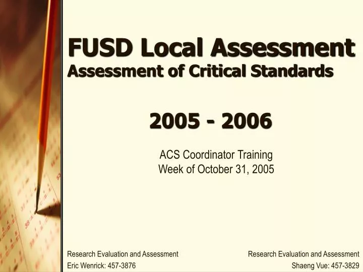 fusd local assessment assessment of critical standards