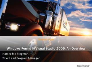 Windows Forms in Visual Studio 2005: An Overview