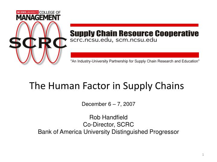 the human factor in supply chains