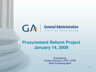 Procurement Reform Project January 14, 2009