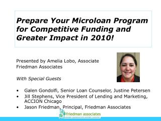 Prepare Your Microloan Program for Competitive Funding and Greater Impact in 2010!
