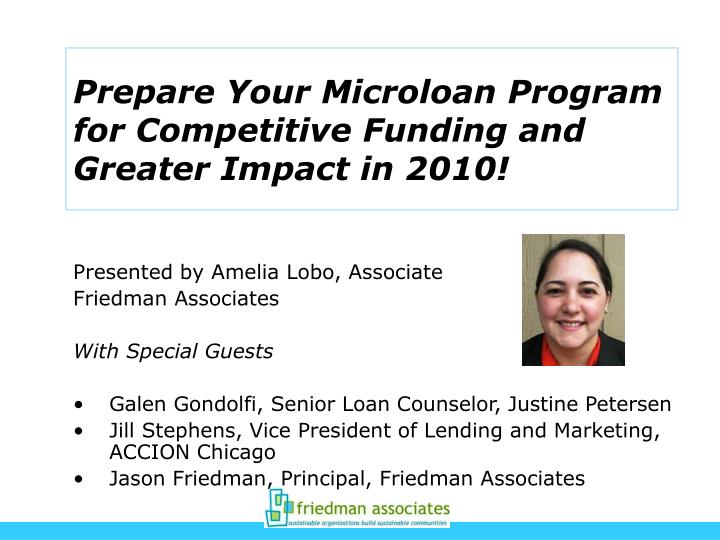 prepare your microloan program for competitive funding and greater impact in 2010
