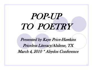 POP-UP TO POETRY