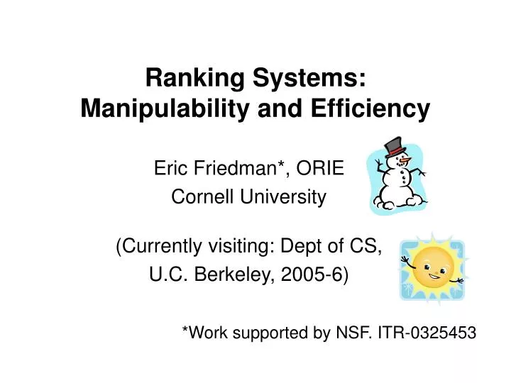 ranking systems manipulability and efficiency